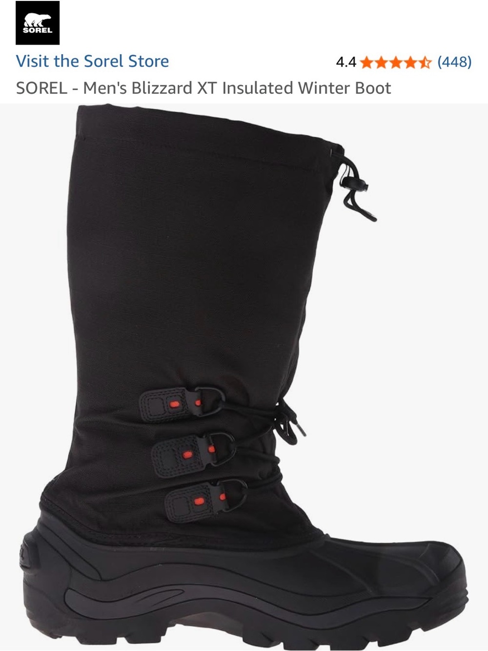 Sorel Men's Blizzard XT Winter Boot - Black with Red Accents